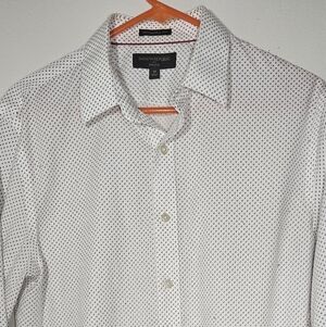 Banana Republic Men's White Shirt with Black Dots